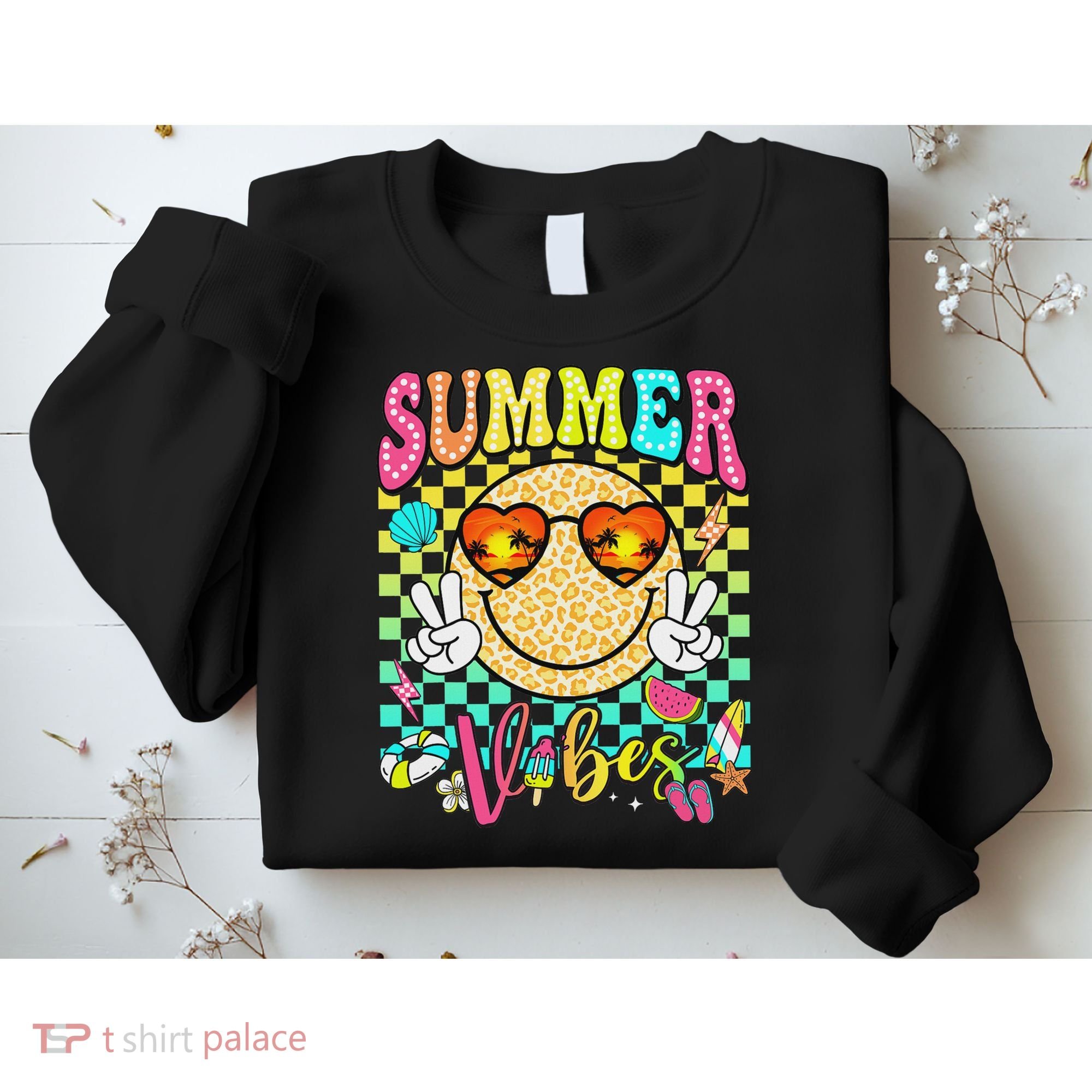 Groovy Summer Vibes Women Girl Summer Beach Vacation Sweatshirt