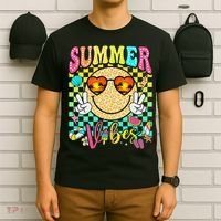 Groovy Summer Vibes Women Girl Summer Beach Vacation T-Shirt thumb 6
