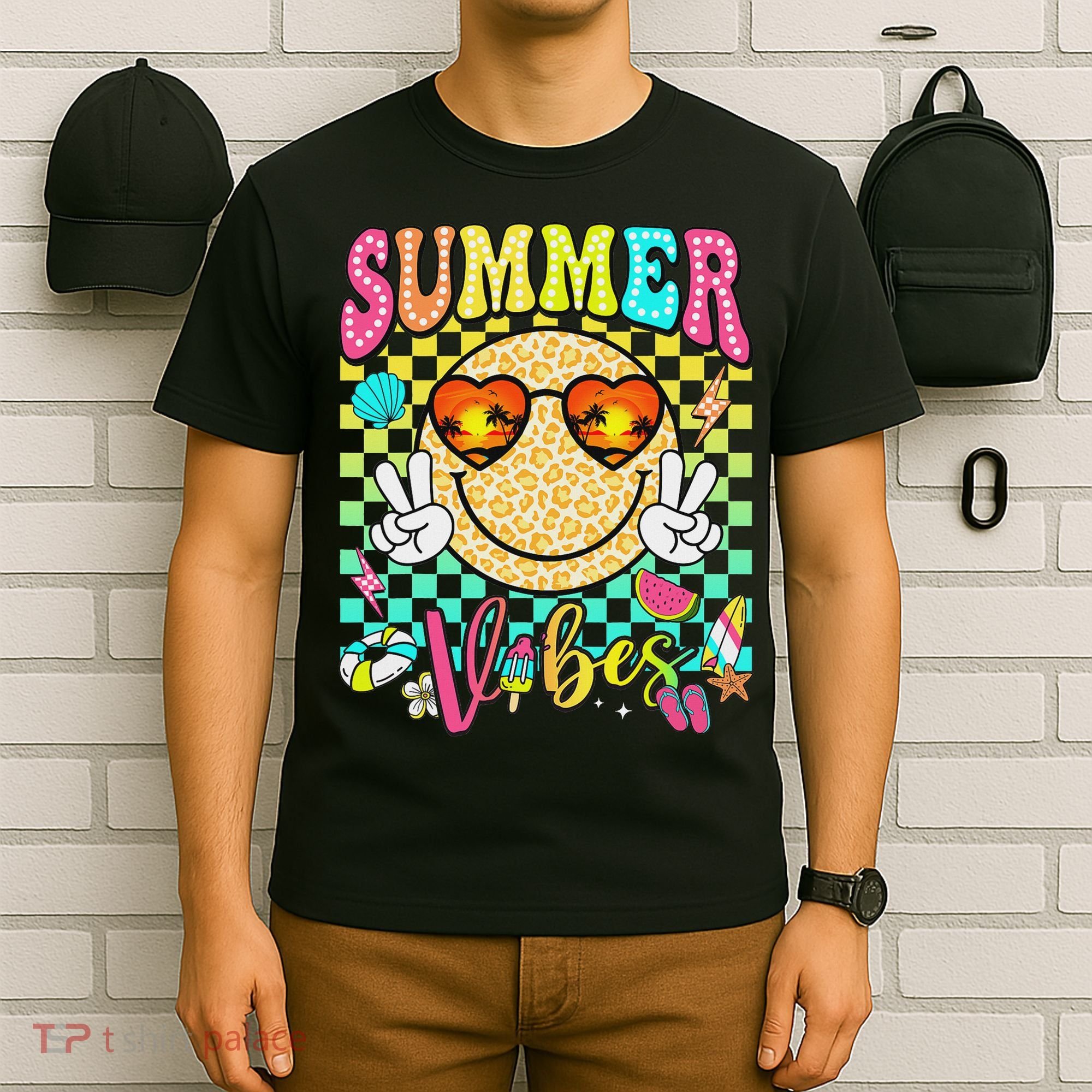 Groovy Summer Vibes Women Girl Summer Beach Vacation T-Shirt