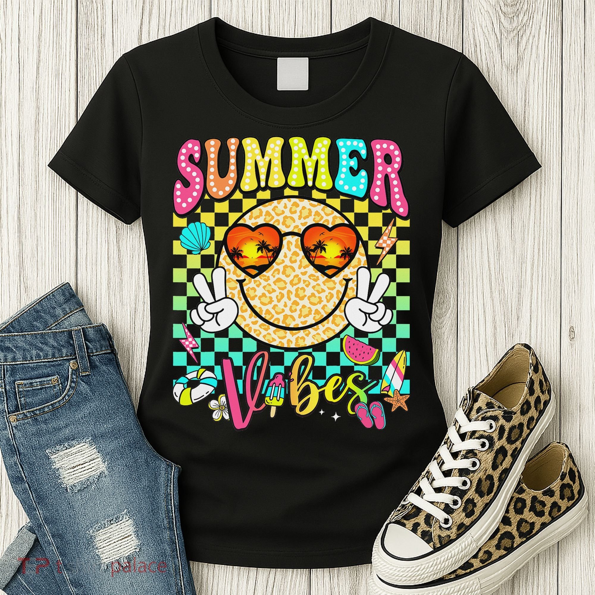 Groovy Summer Vibes Women Girl Summer Beach Vacation Women's T-Shirt
