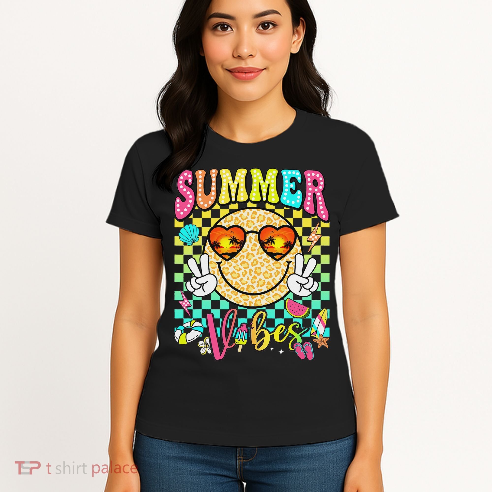 Groovy Summer Vibes Women Girl Summer Beach Vacation Women's T-Shirt