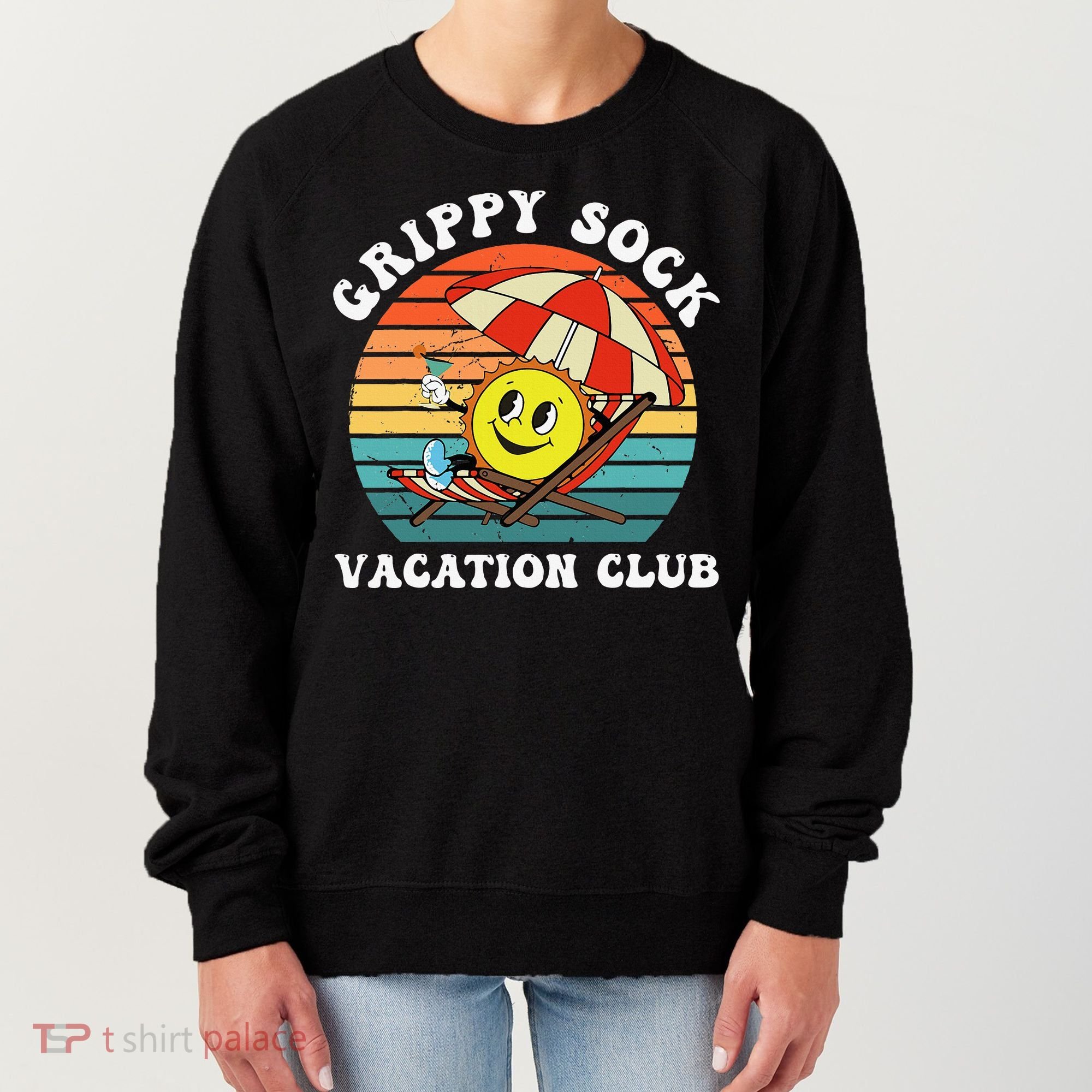 Grippy Sock Vacation Club Funny Women's Sweatshirt