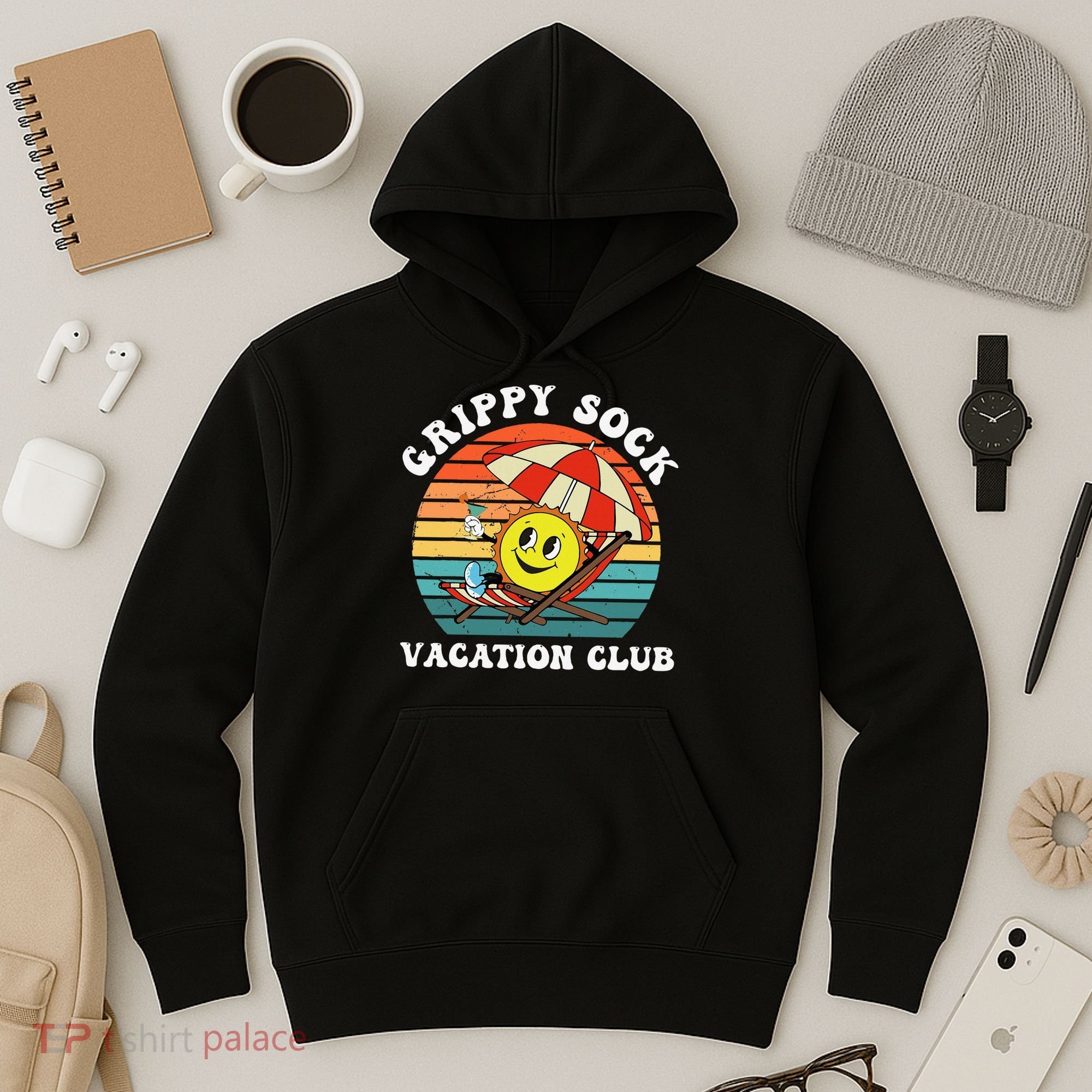 Grippy Sock Vacation Club Funny Hoodie