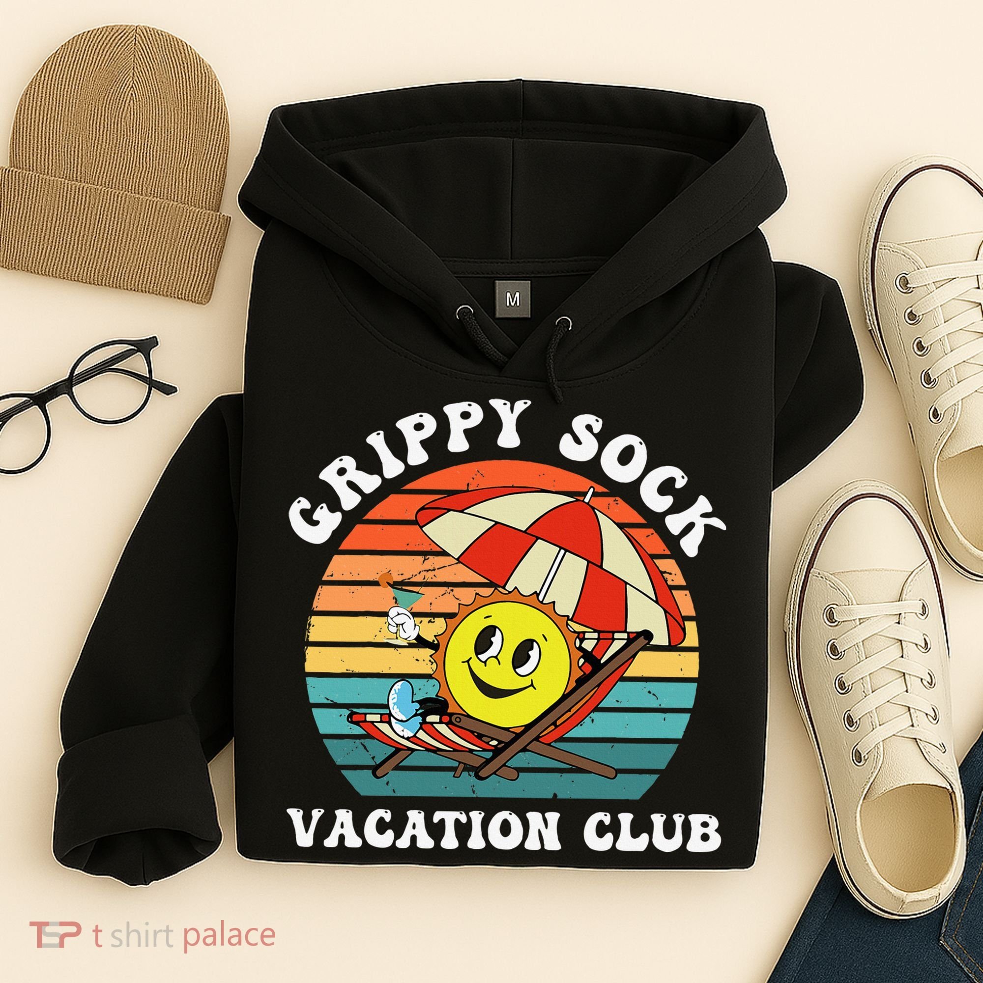 Grippy Sock Vacation Club Funny Hoodie