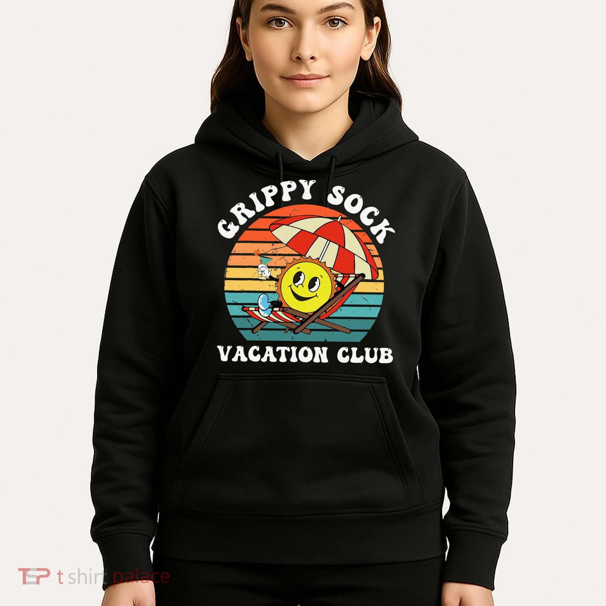 Grippy Sock Vacation Club Funny Hoodie