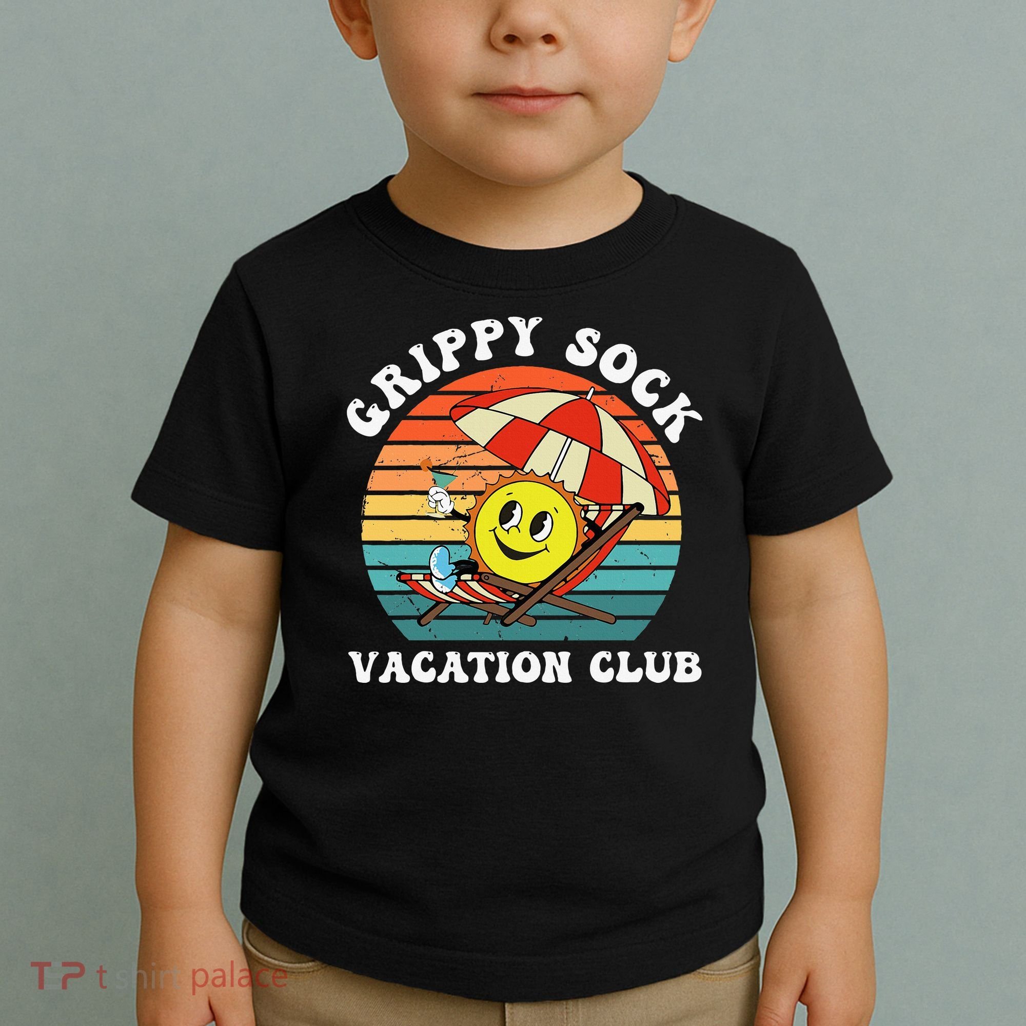 Grippy Sock Vacation Club Funny Toddler T-Shirt
