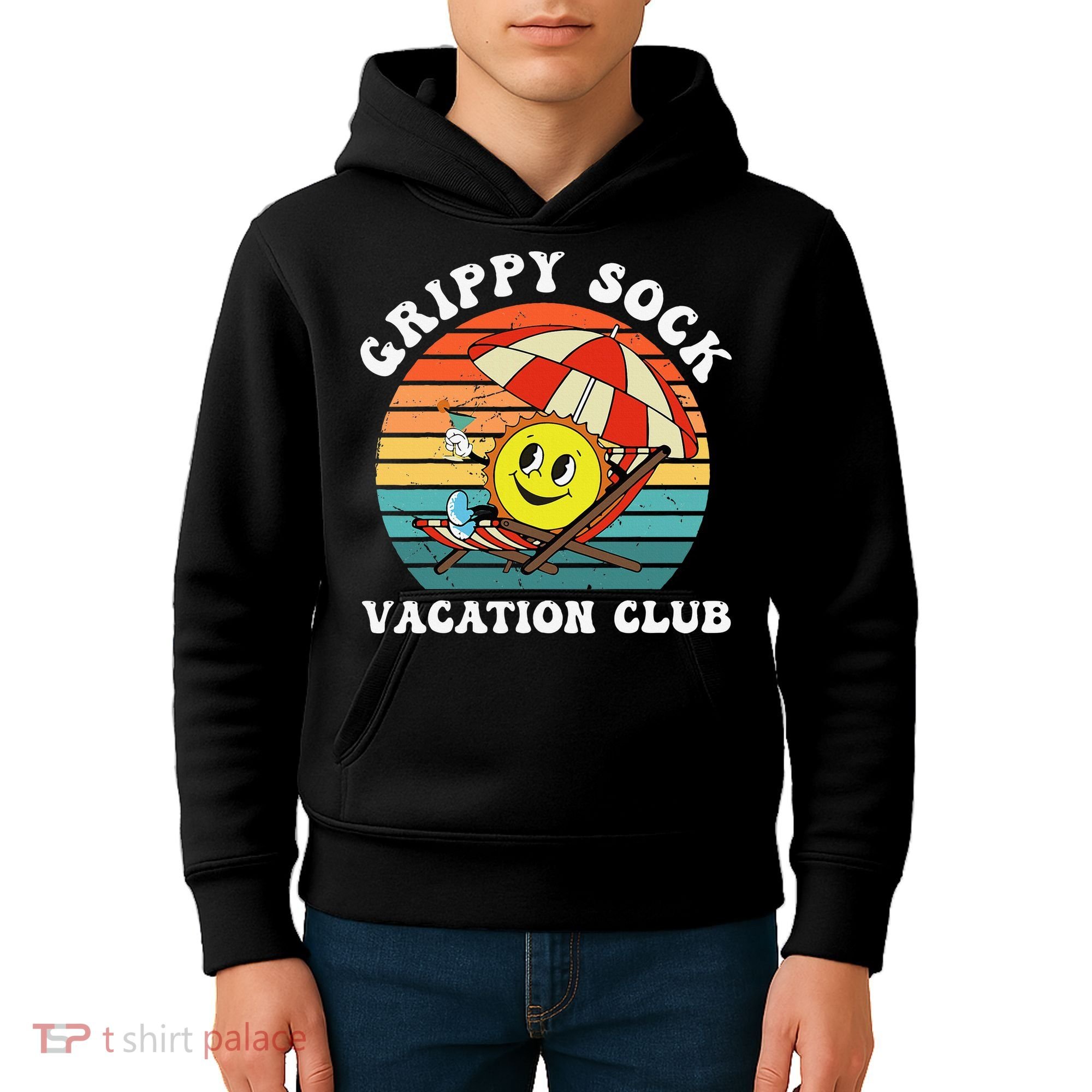 Grippy Sock Vacation Club Funny Kids Hoodie