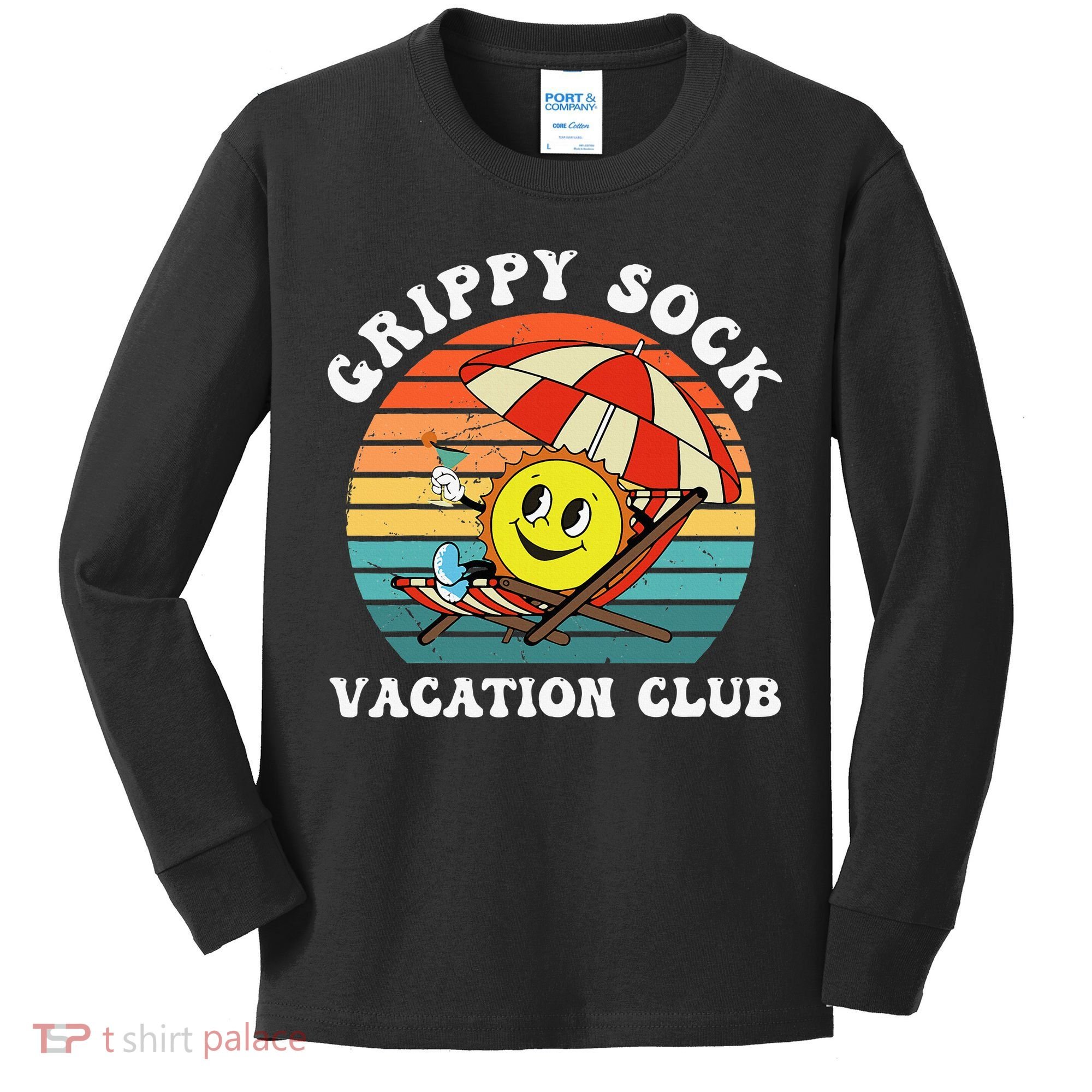 Grippy Sock Vacation Club Funny Kids Long Sleeve Shirt