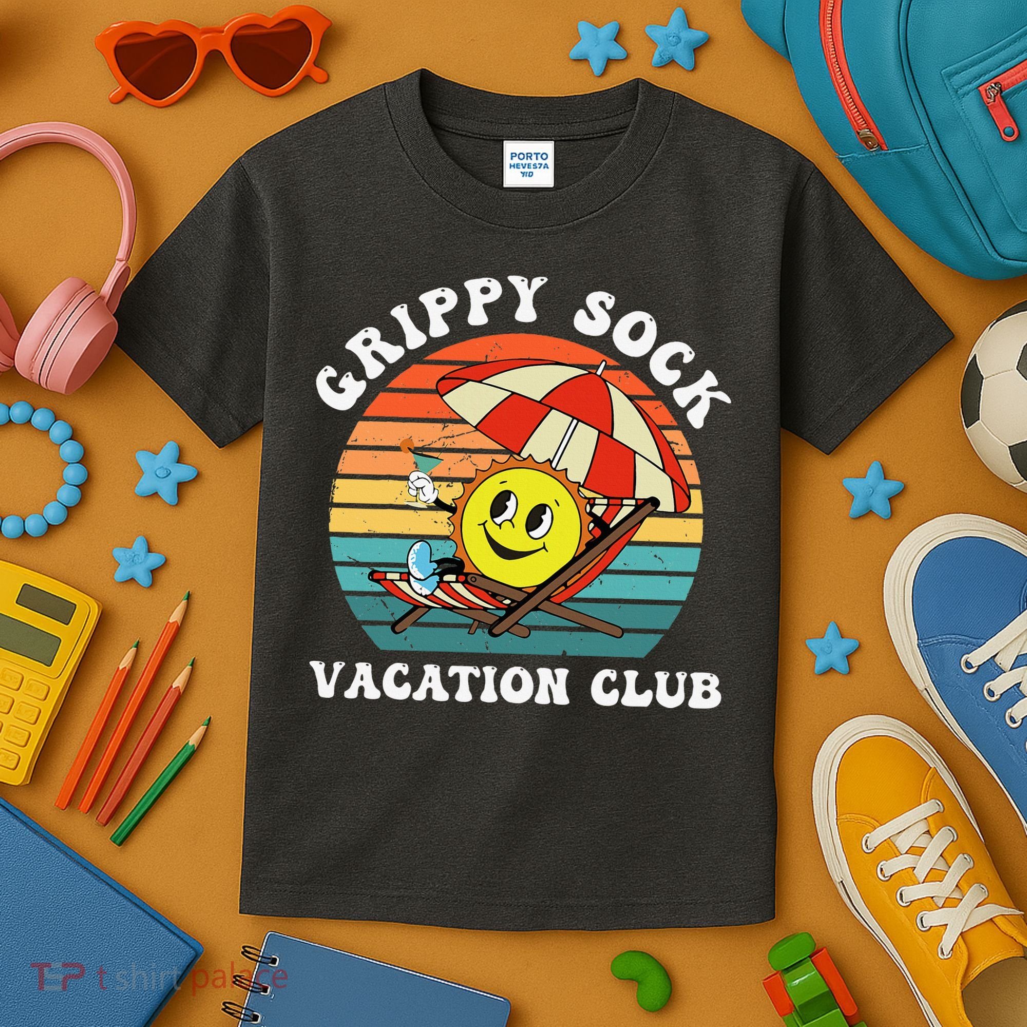 Grippy Sock Vacation Club Funny Kids T-Shirt