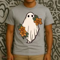 Ghost Sunflower Vintage Halloween T-Shirt thumb 3