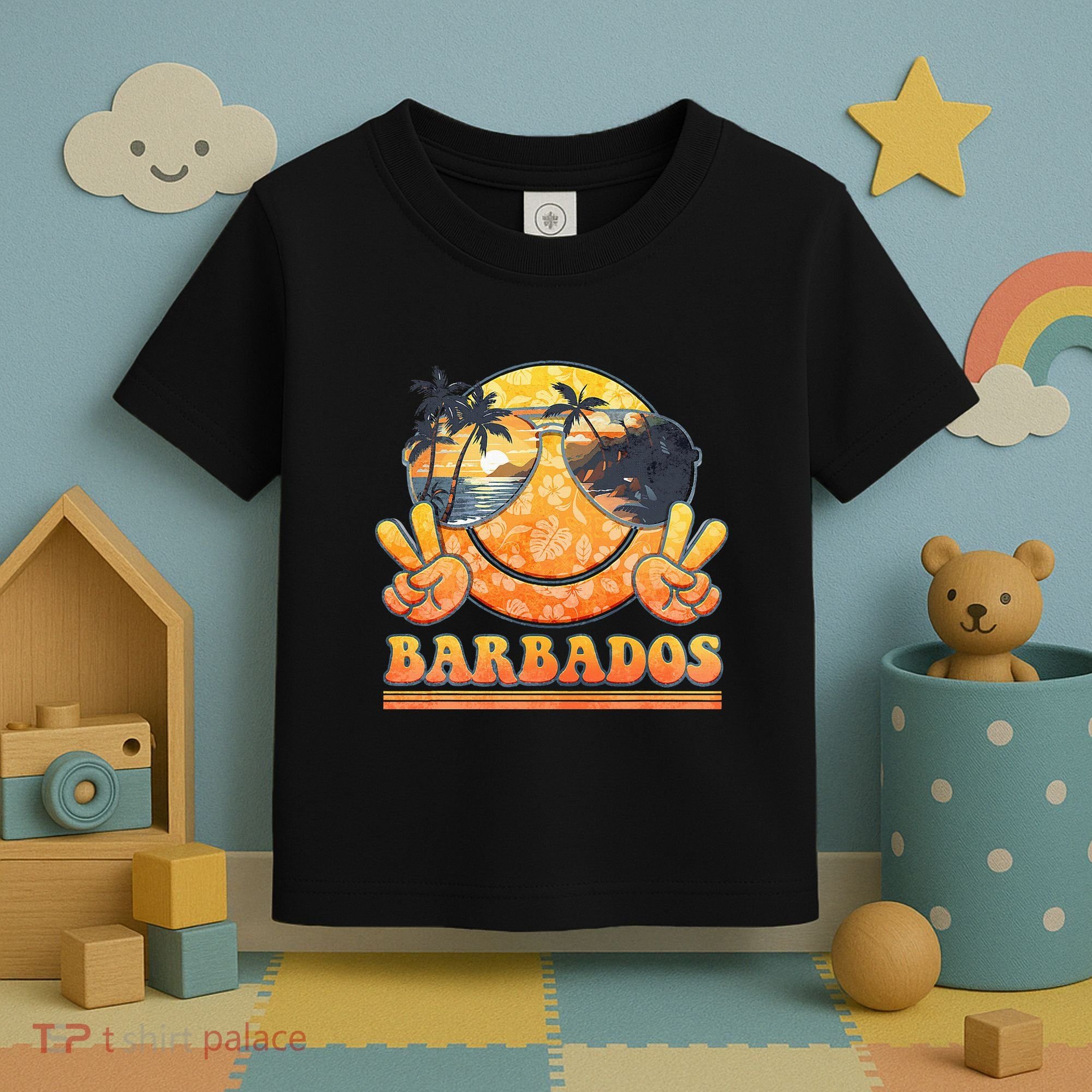 Groovy Summer Vacation Barbados Beach Toddler T-Shirt