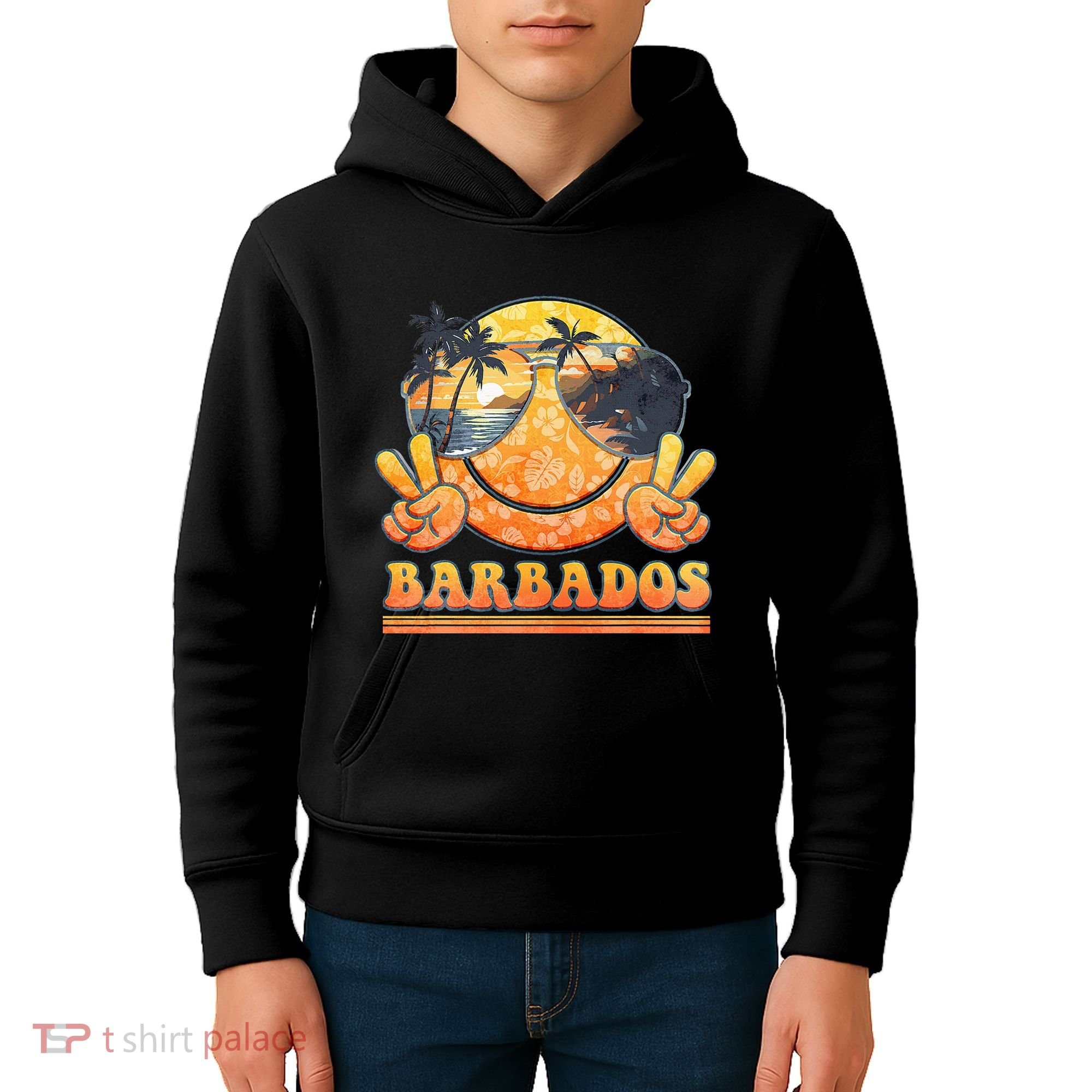 Groovy Summer Vacation Barbados Beach Kids Hoodie