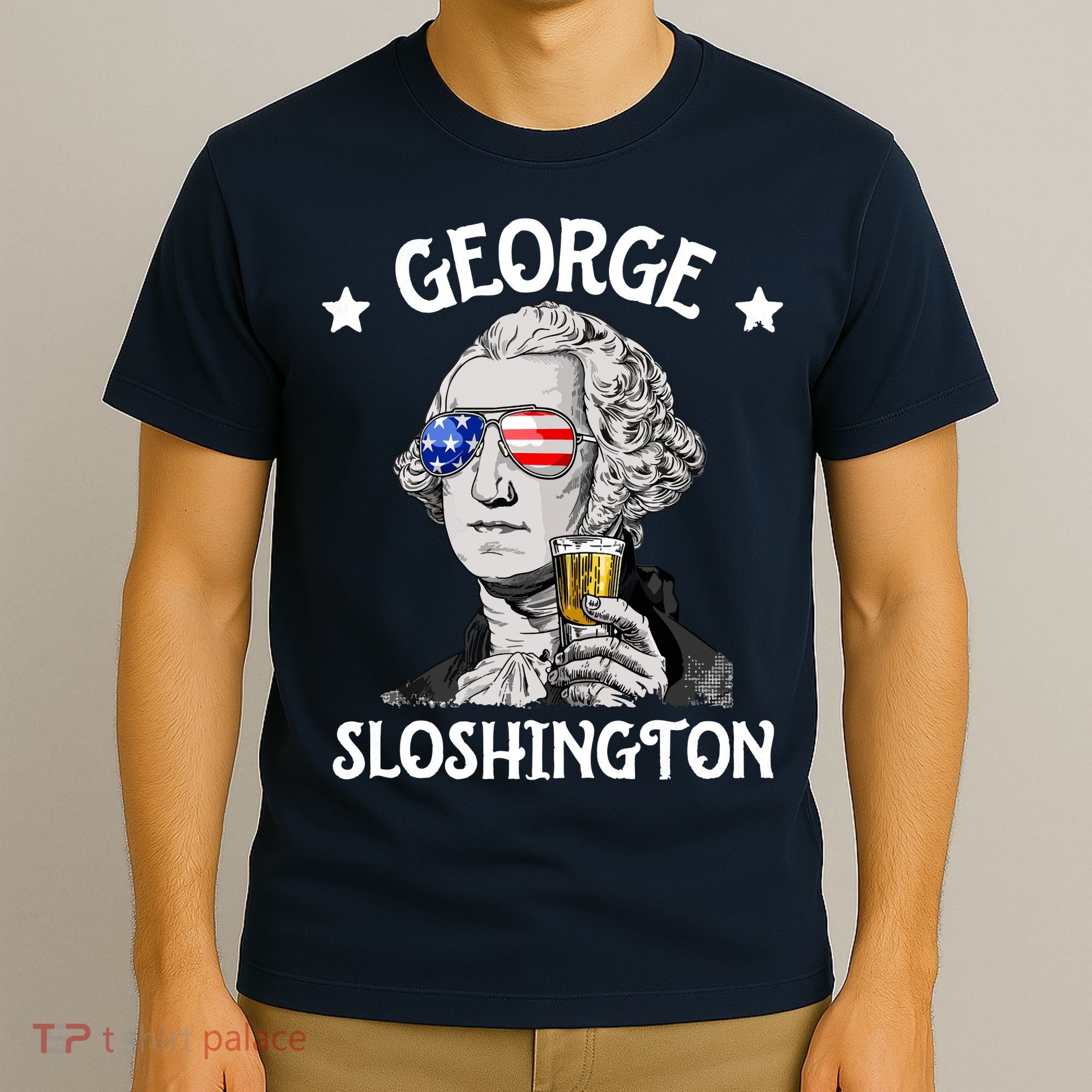 George Sloshington Washington 4th Of July USA Flag T-Shirt