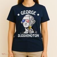 George Sloshington Washington 4th Of July USA Flag T-Shirt thumb 4