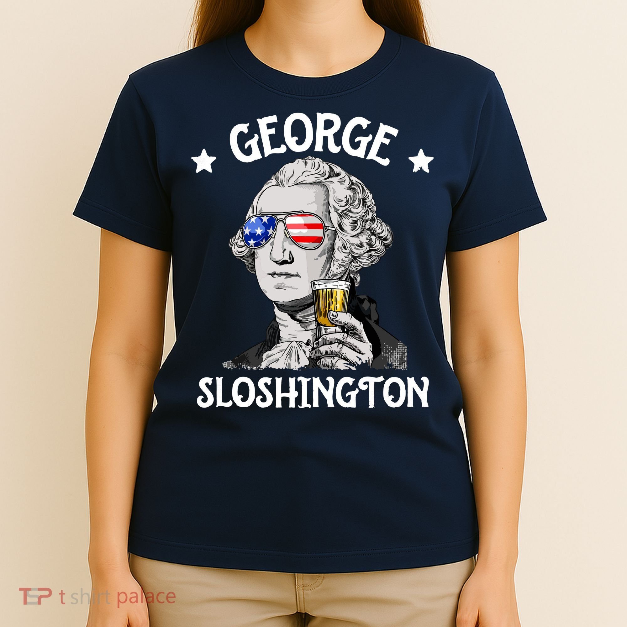 George Sloshington Washington 4th Of July USA Flag T-Shirt