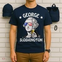 George Sloshington Washington 4th Of July USA Flag T-Shirt thumb 6
