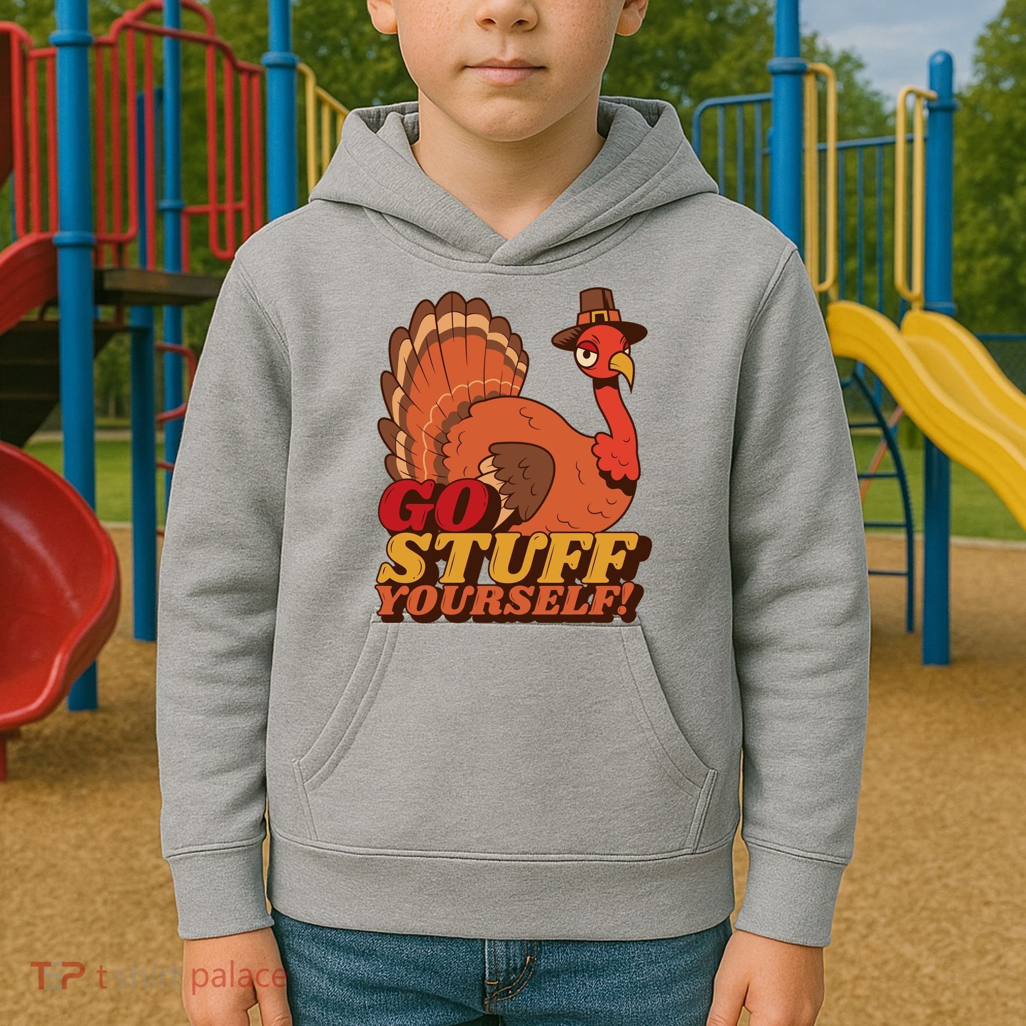 Go Stuff Yourself Funny Thanksgiving Kids Hoodie