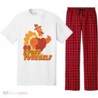 Go Stuff Yourself Funny Thanksgiving Turkey Holiday Pajama Set thumb 0