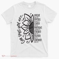 God Says You Are Sunflower Leopard Christian Believers God T-Shirt thumb 0