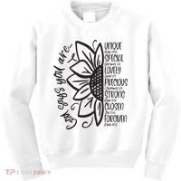 God Says You Are Sunflower Leopard Christian Believers God Kids Sweatshirt thumb 0