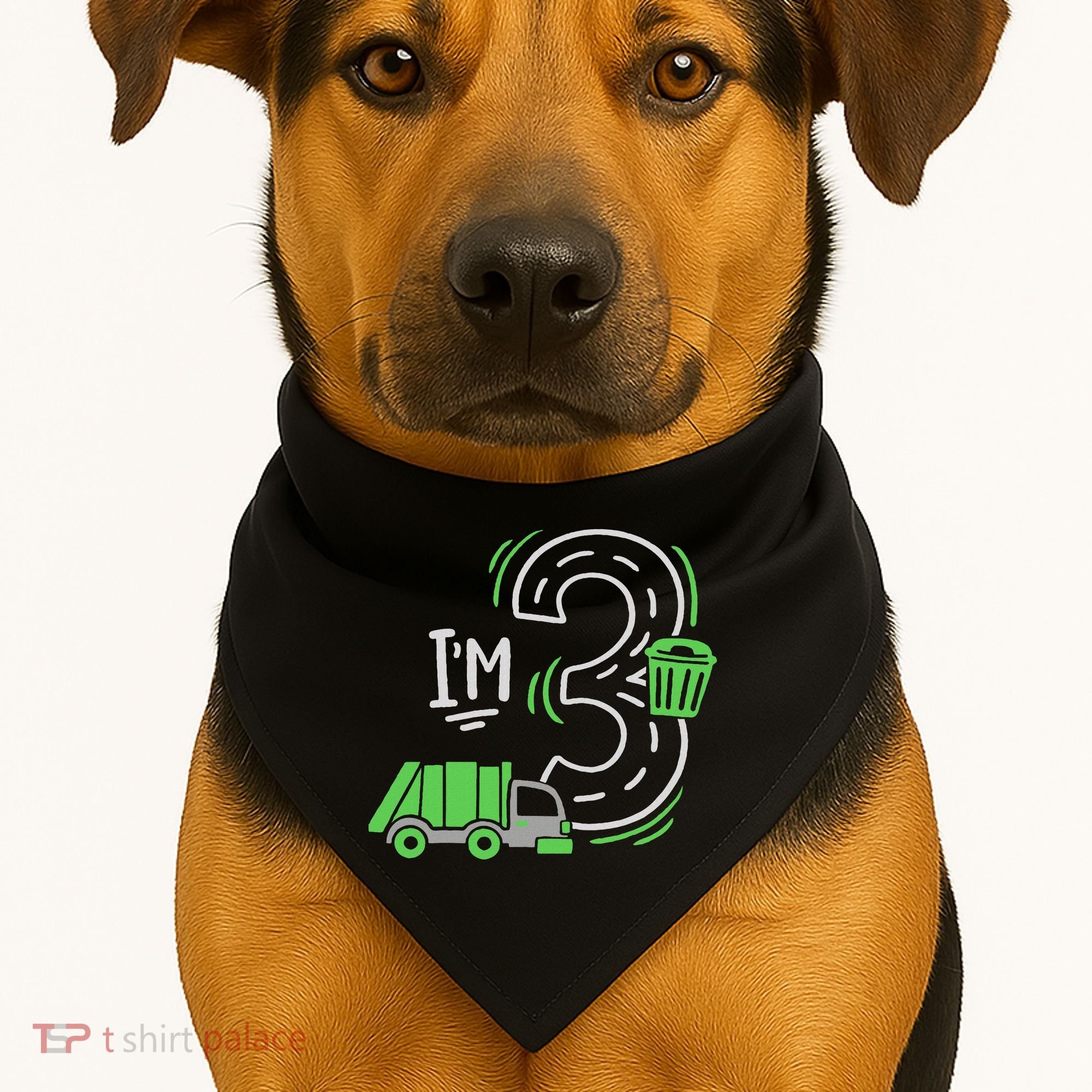 Garbage Truck 3rd Birthday USA-Made Doggie Bandana