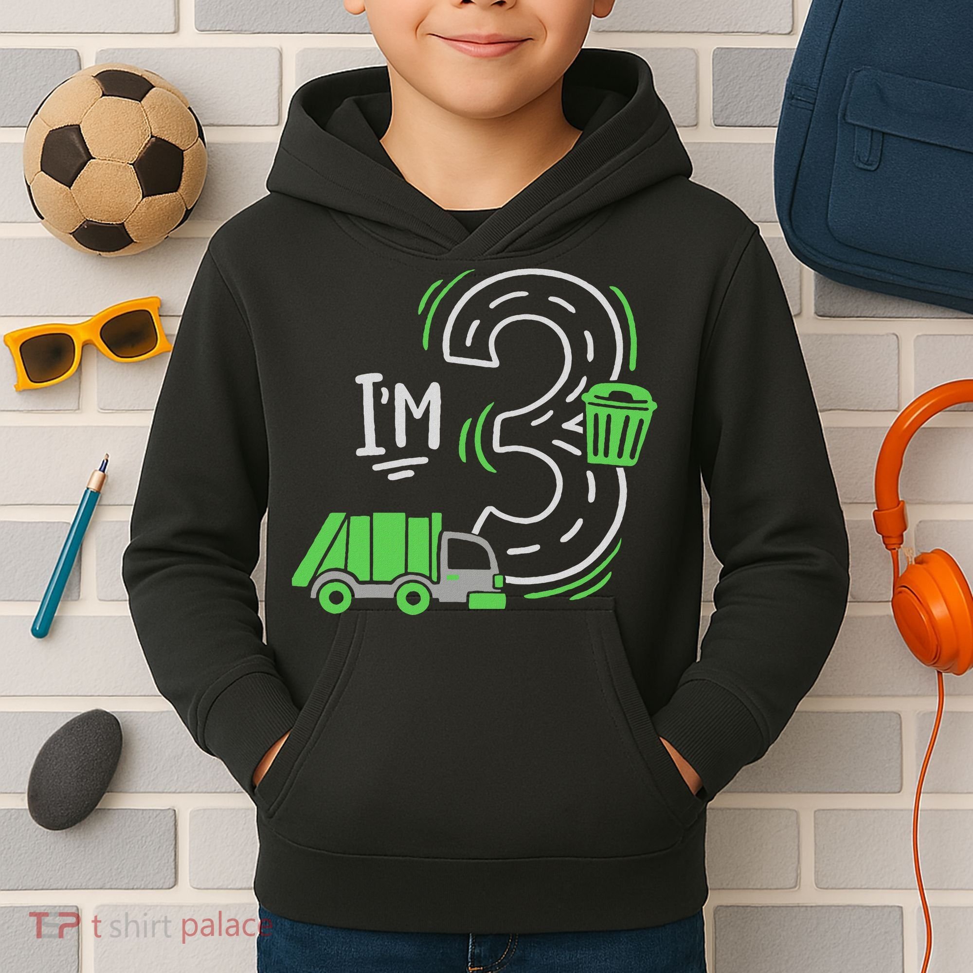 Garbage Truck 3rd Birthday Kids Hoodie