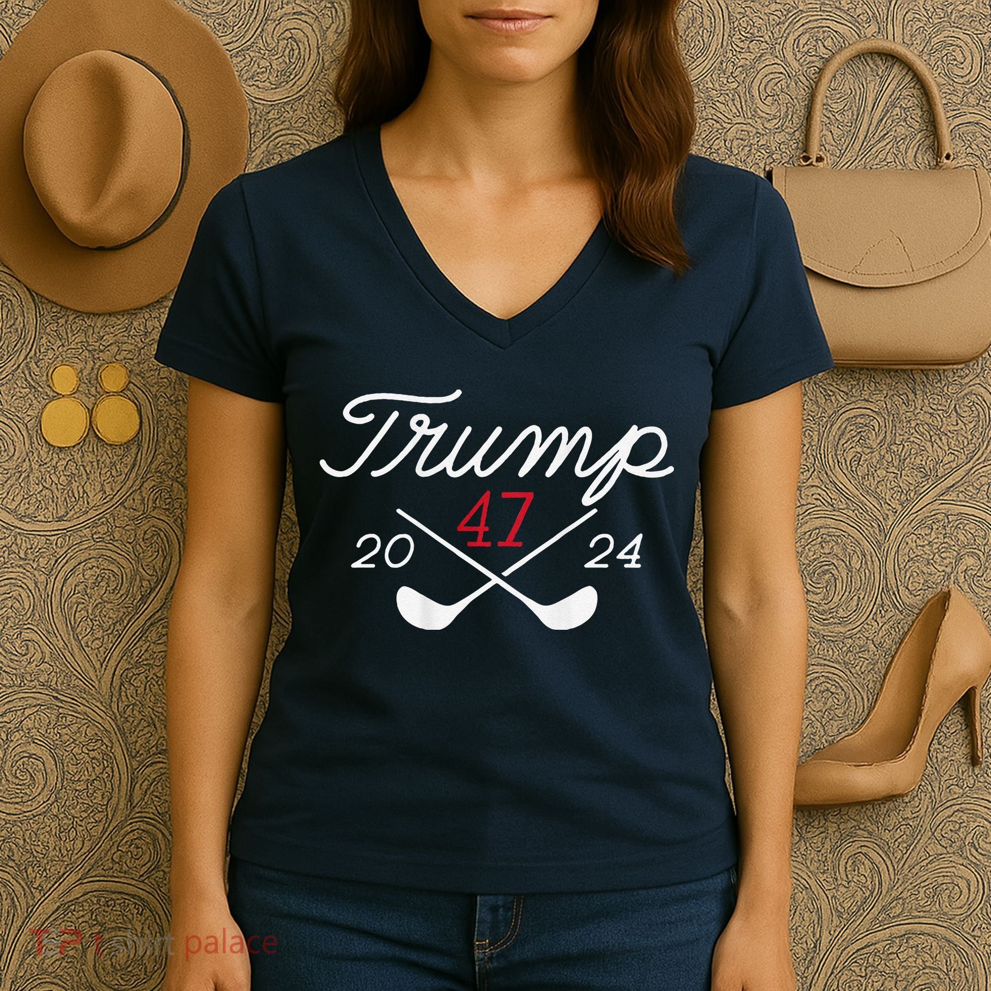 Golf Trump 47 2024 Women's V-Neck T-Shirt