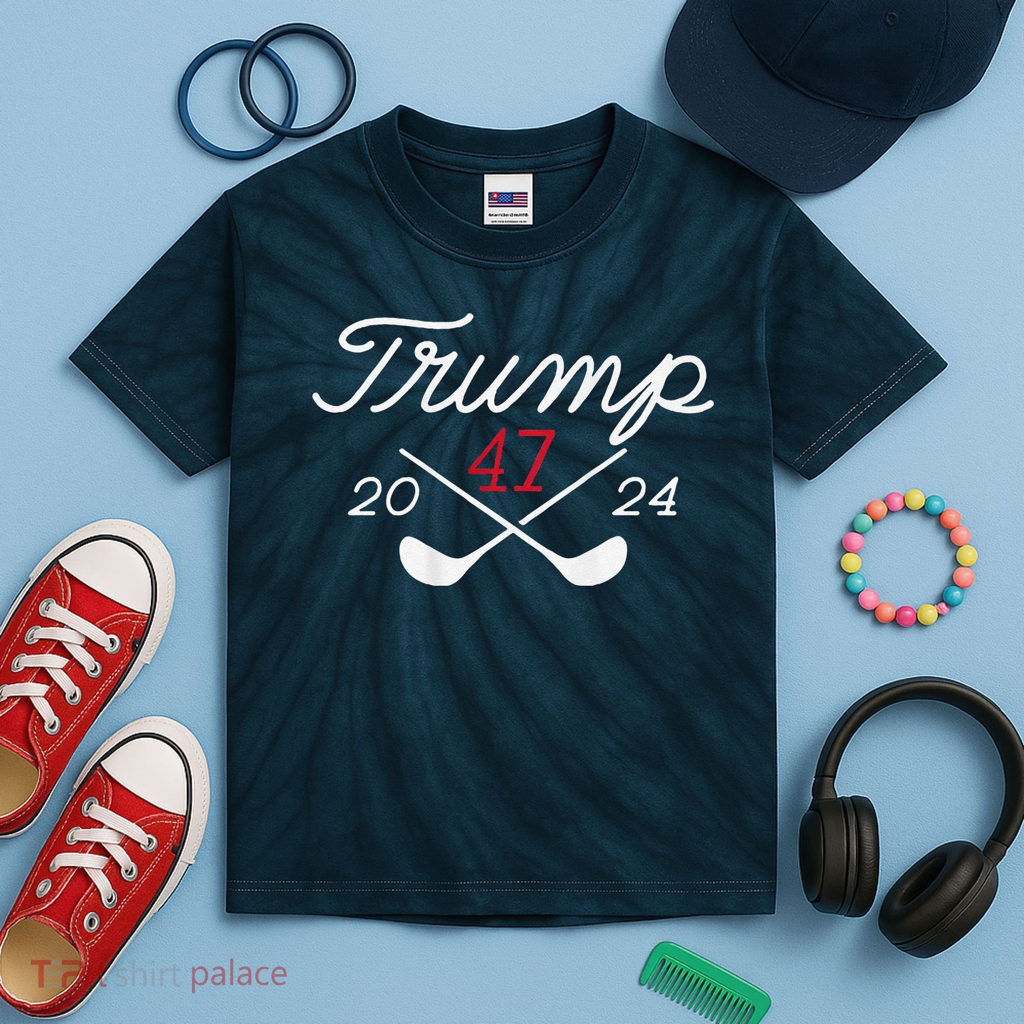 Golf Trump 47 2024 Kids Tie-Dye T-Shirt