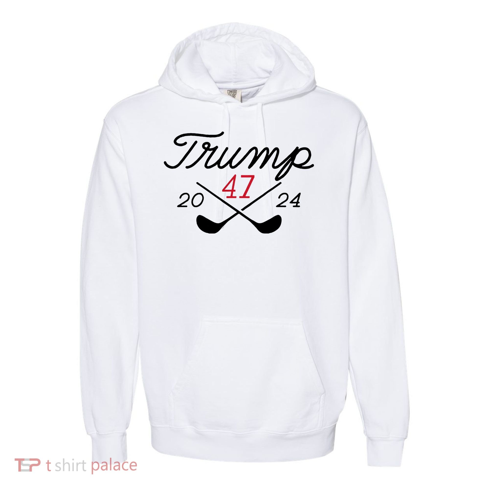 Golf Trump 47 2024 Comfort Colors Garment-Dyed Hooded Sweatshirt