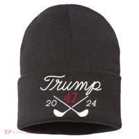 Golf Trump 47 2024 On Back Sustainable Knit Beanie thumb 0