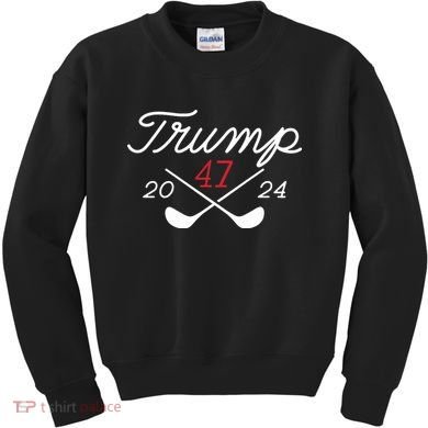 Golf Trump 47 2024 On Back Kids Sweatshirt