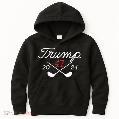 Golf Trump 47 2024 On Back Kids Hoodie