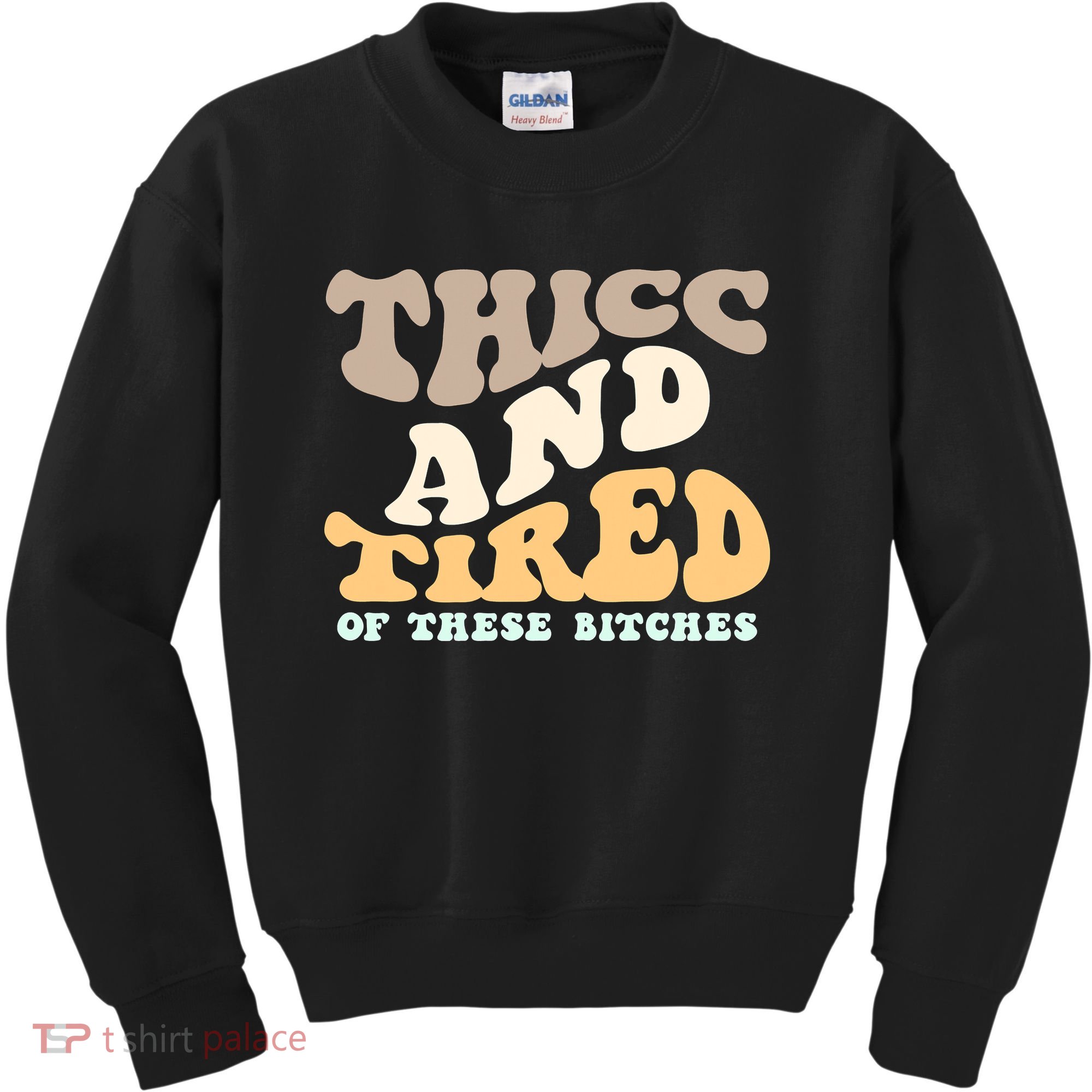Groovy Thicc And Tired Of These Bitches Retro Wavy Kids Sweatshirt
