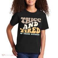 Groovy Thicc And Tired Of These Bitches Retro Wavy Kids T-Shirt thumb 2