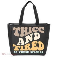 Groovy Thicc And Tired Of These Bitches Retro Wavy Tote Bag thumb 0
