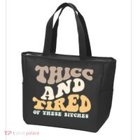 Groovy Thicc And Tired Of These Bitches Retro Wavy Tote Bag thumb 3