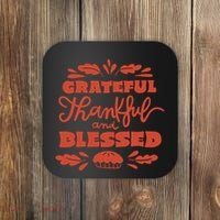Grateful Thankful And Blessed Thanksgiving Coaster thumb 0