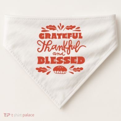 Grateful Thankful And Blessed Thanksgiving USA-Made Doggie Bandana