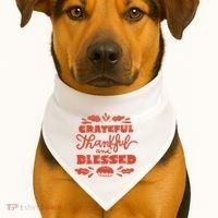 Grateful Thankful And Blessed Thanksgiving USA-Made Doggie Bandana thumb 1