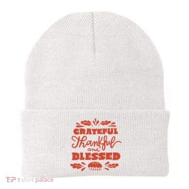 Grateful Thankful And Blessed Thanksgiving Beanie