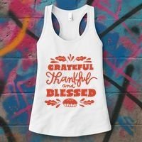 Grateful Thankful And Blessed Thanksgiving Women's Tank Top thumb 3