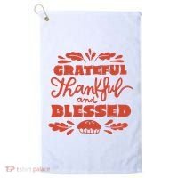 Grateful Thankful And Blessed Thanksgiving Golf Towel thumb 0