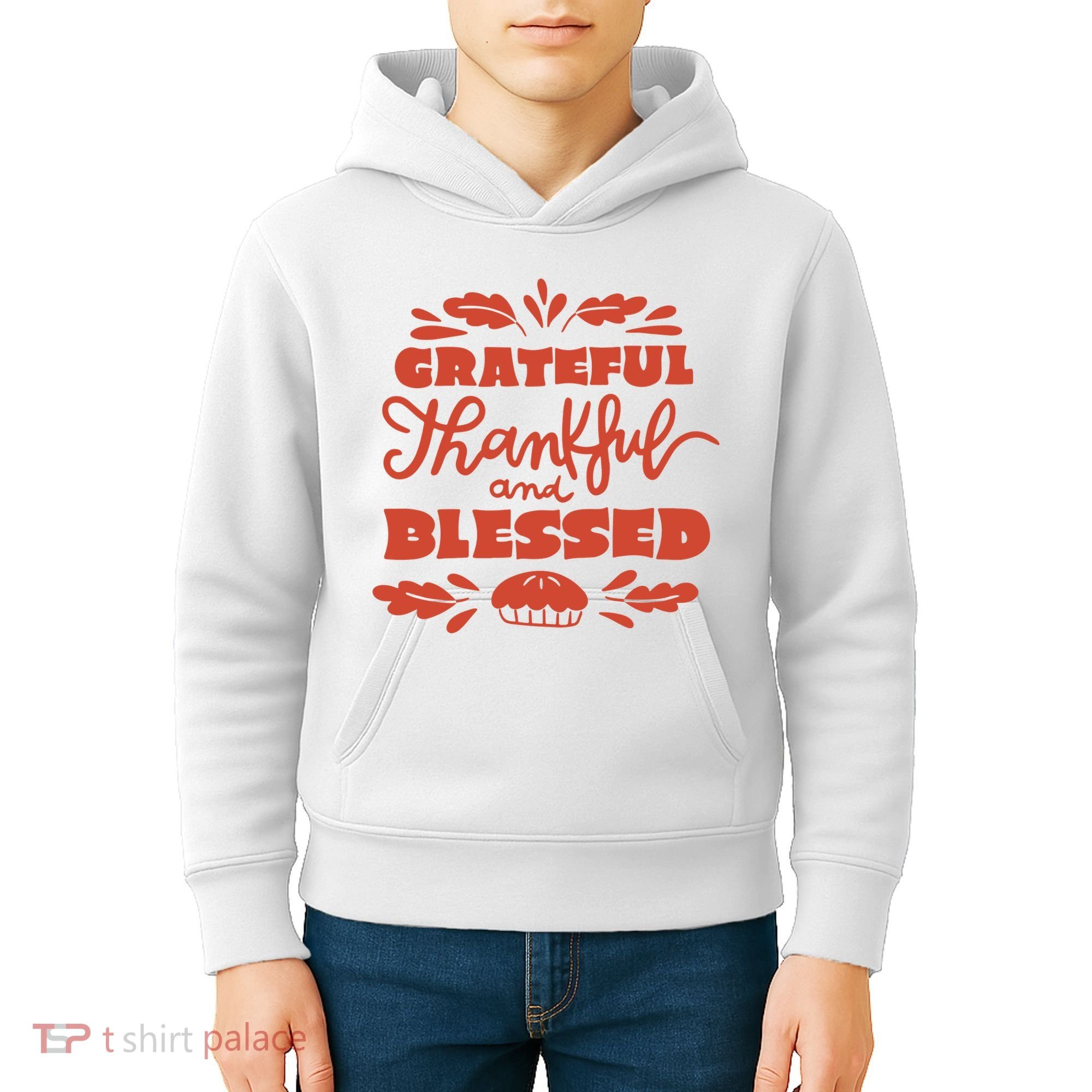 Grateful Thankful And Blessed Thanksgiving Kids Hoodie