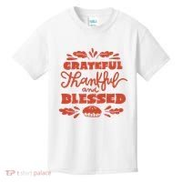 Grateful Thankful And Blessed Thanksgiving Kids T-Shirt thumb 0