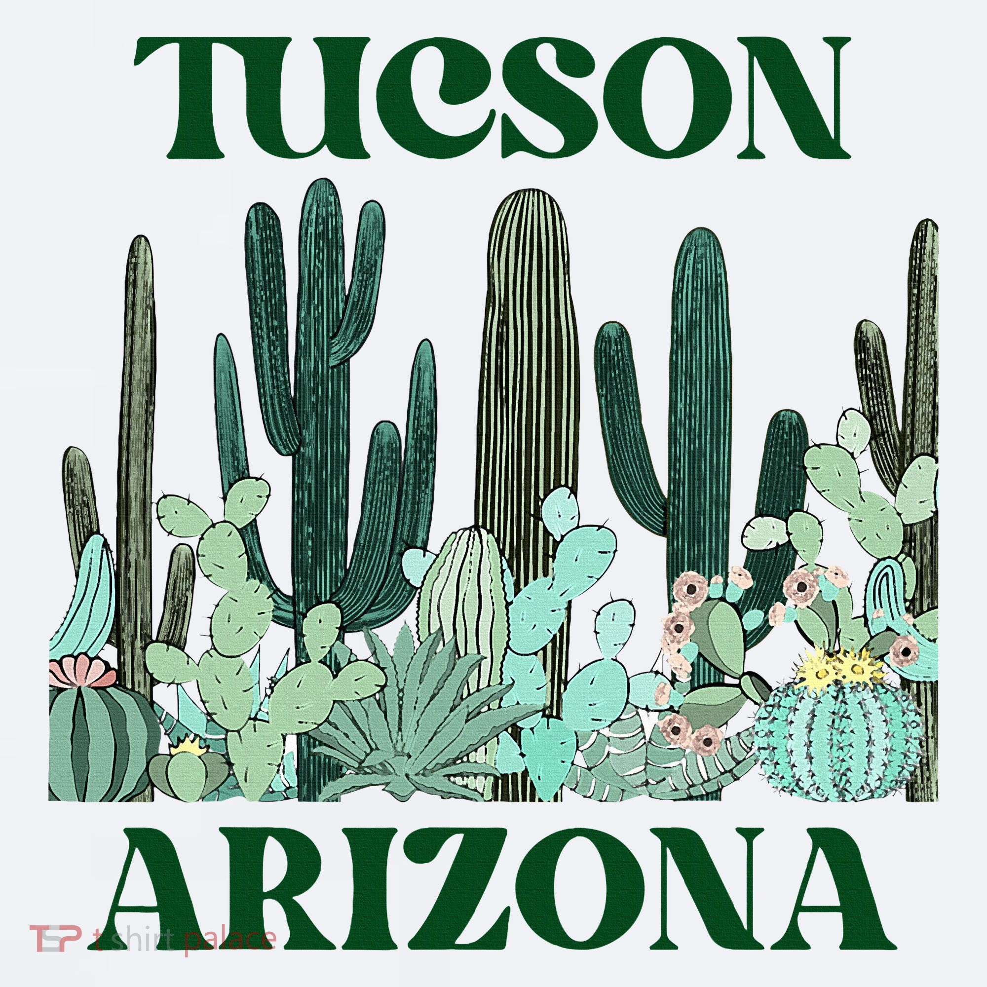 Green Tucson Arizona Cactus Sueded Cloud Jersey T-Shirt