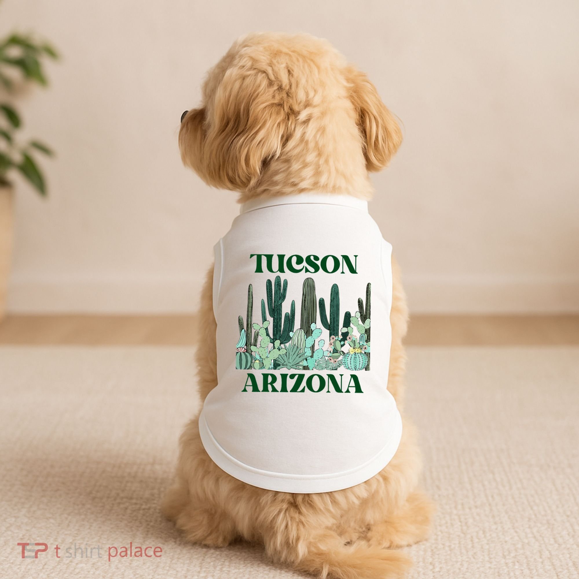 Green Tucson Arizona Cactus Doggie Tank