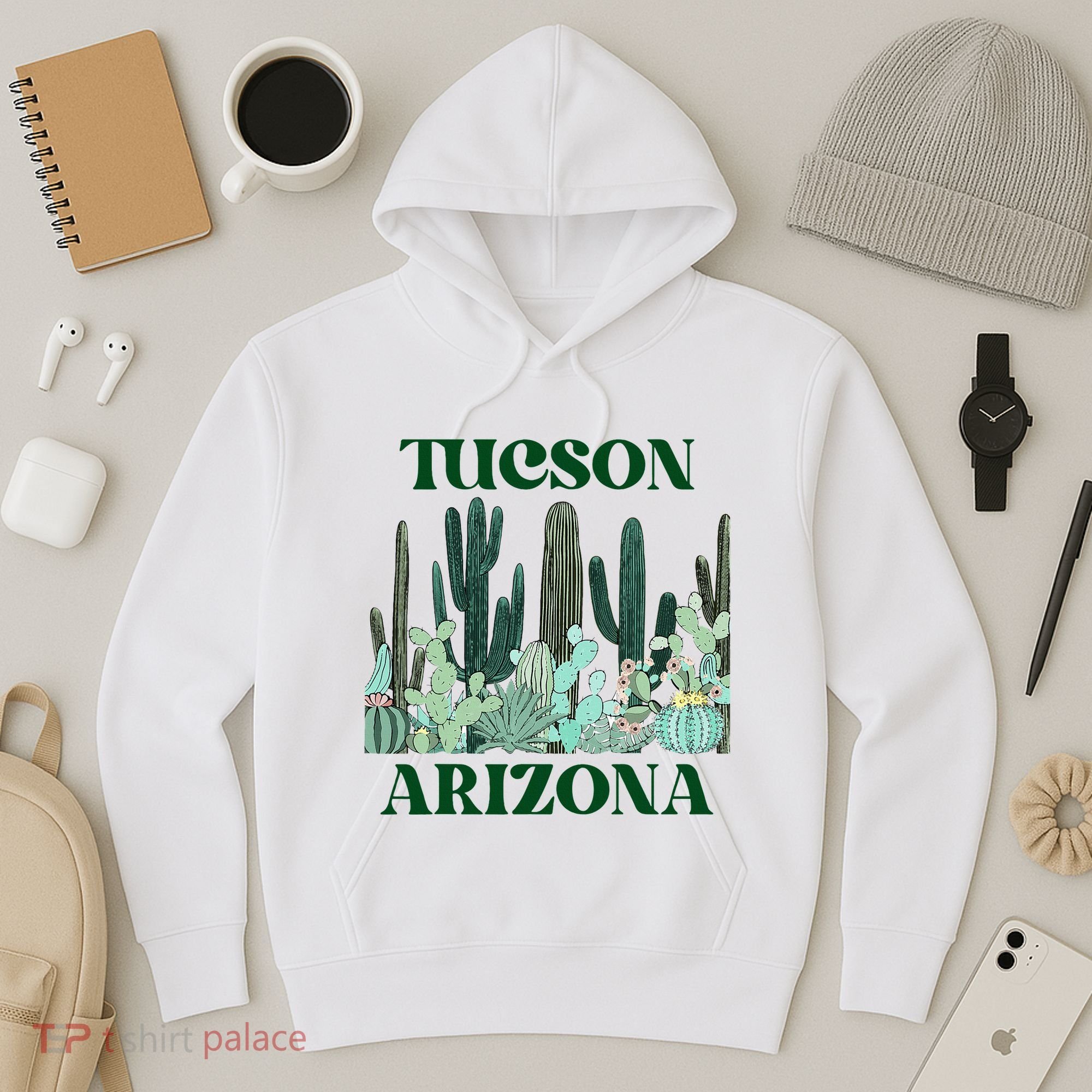 Green Tucson Arizona Cactus Hoodie