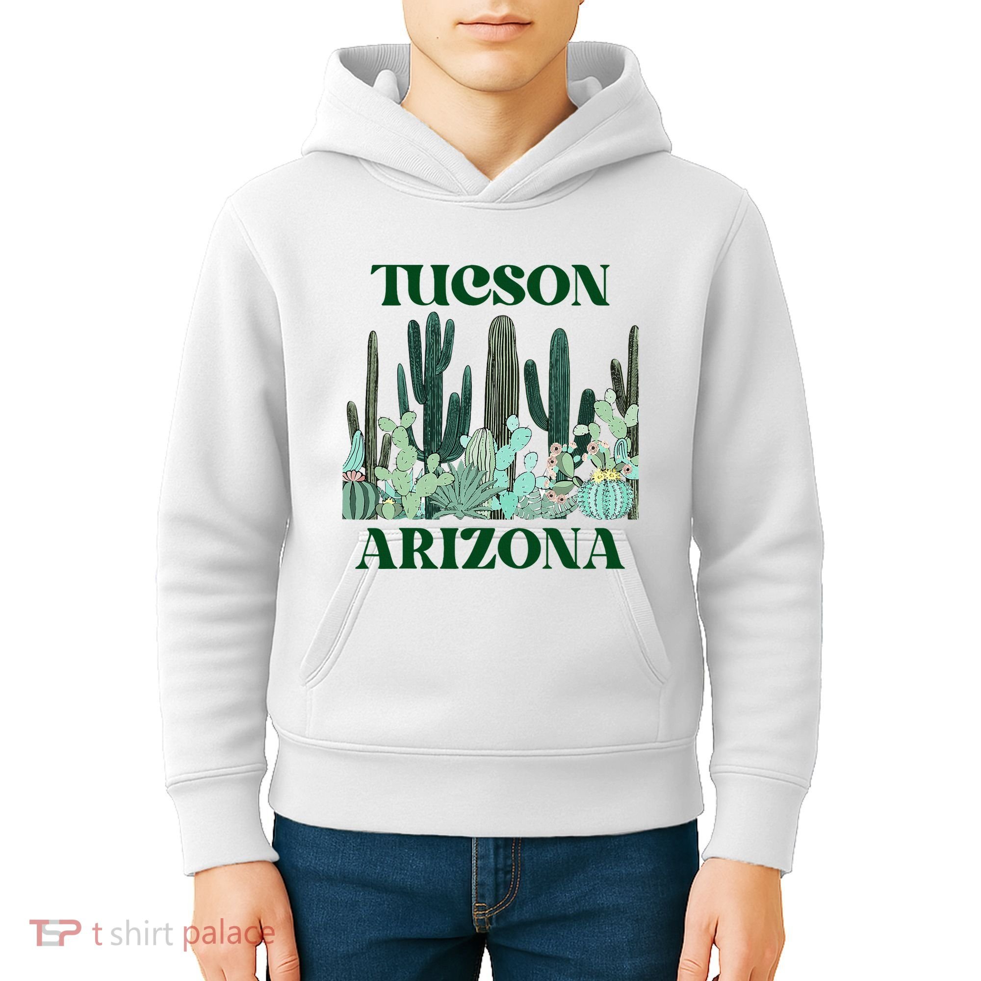 Green Tucson Arizona Cactus Kids Hoodie