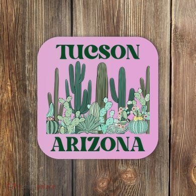 Green Tucson Arizona Cactus Great Gift Coaster