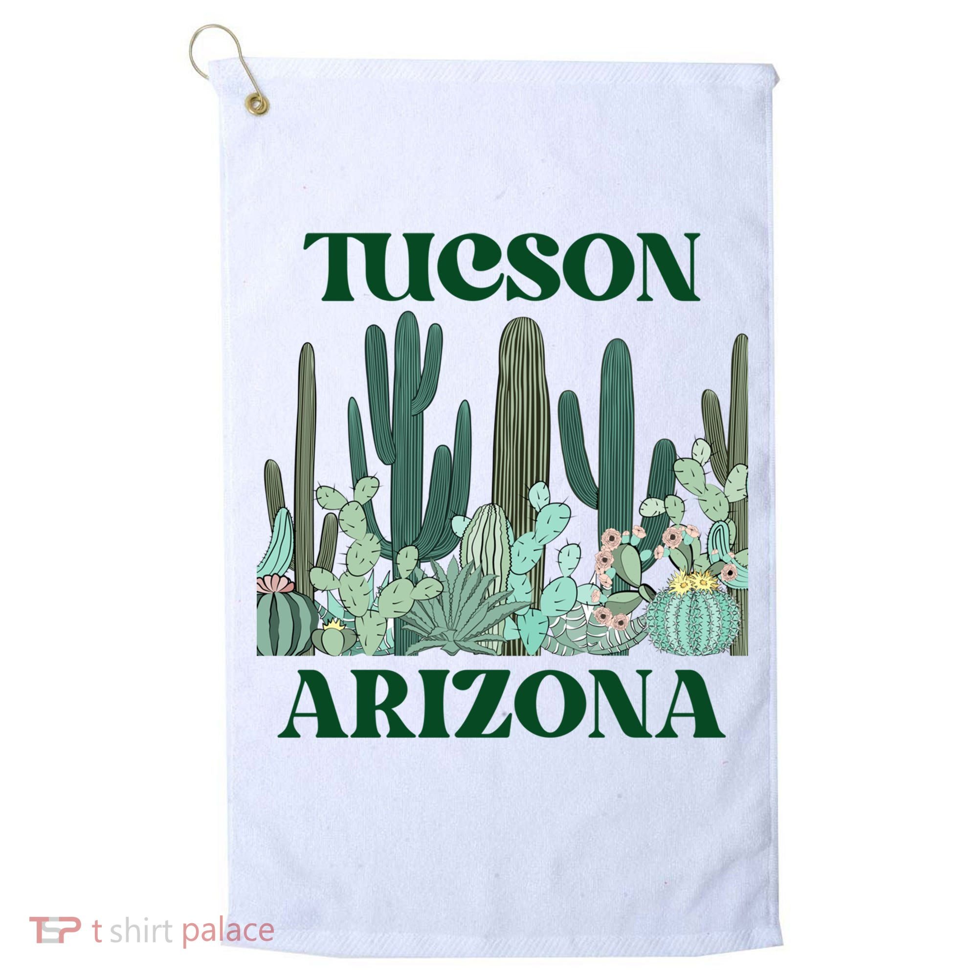 Green Tucson Arizona Cactus Great Gift Golf Towel